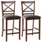 Set of 2 Bar Stools 25 Inch Counter Height Chairs with PU Leather Seat